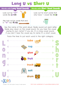 long and short vowel u spelling worksheet free printable